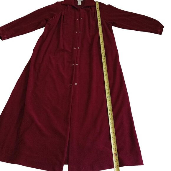 Vanity Fair Petites Burgundy Long Sleeve Button-Down Nightgown Robe Vintage PM - Picture 7 of 9
